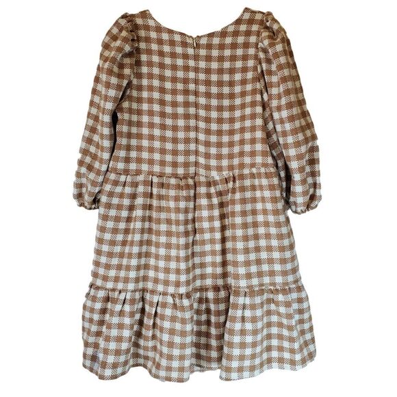 by the River Women's Dress Large Brown White Tiered Gingham Plaid - Picture 2 of 4